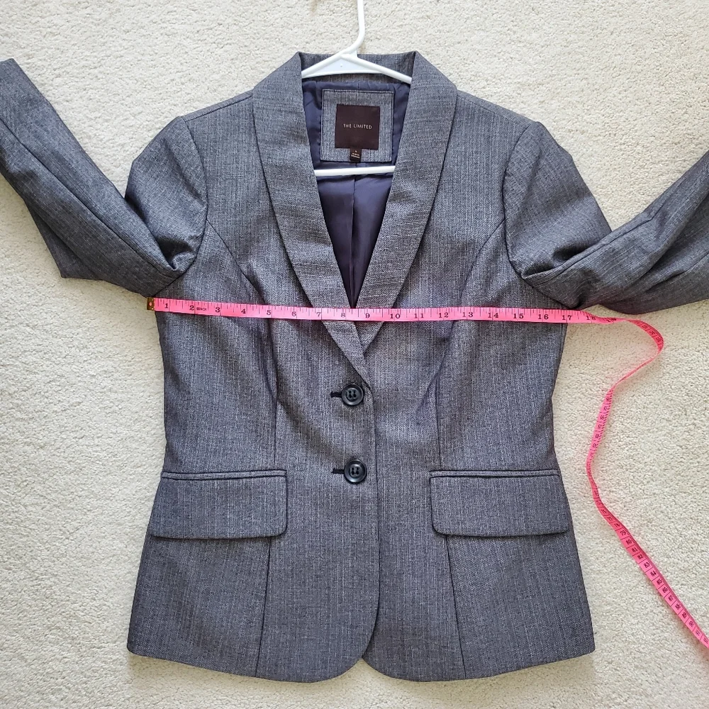 The Limited Women’s Gray 3/4 Sleeves Fitted Jacket Blazer szS